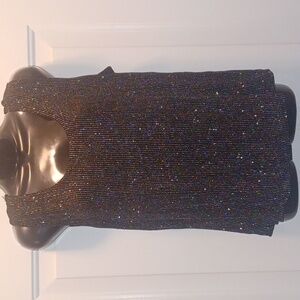 Romni Nicole Black and Silver Sparkle Top, Size Small